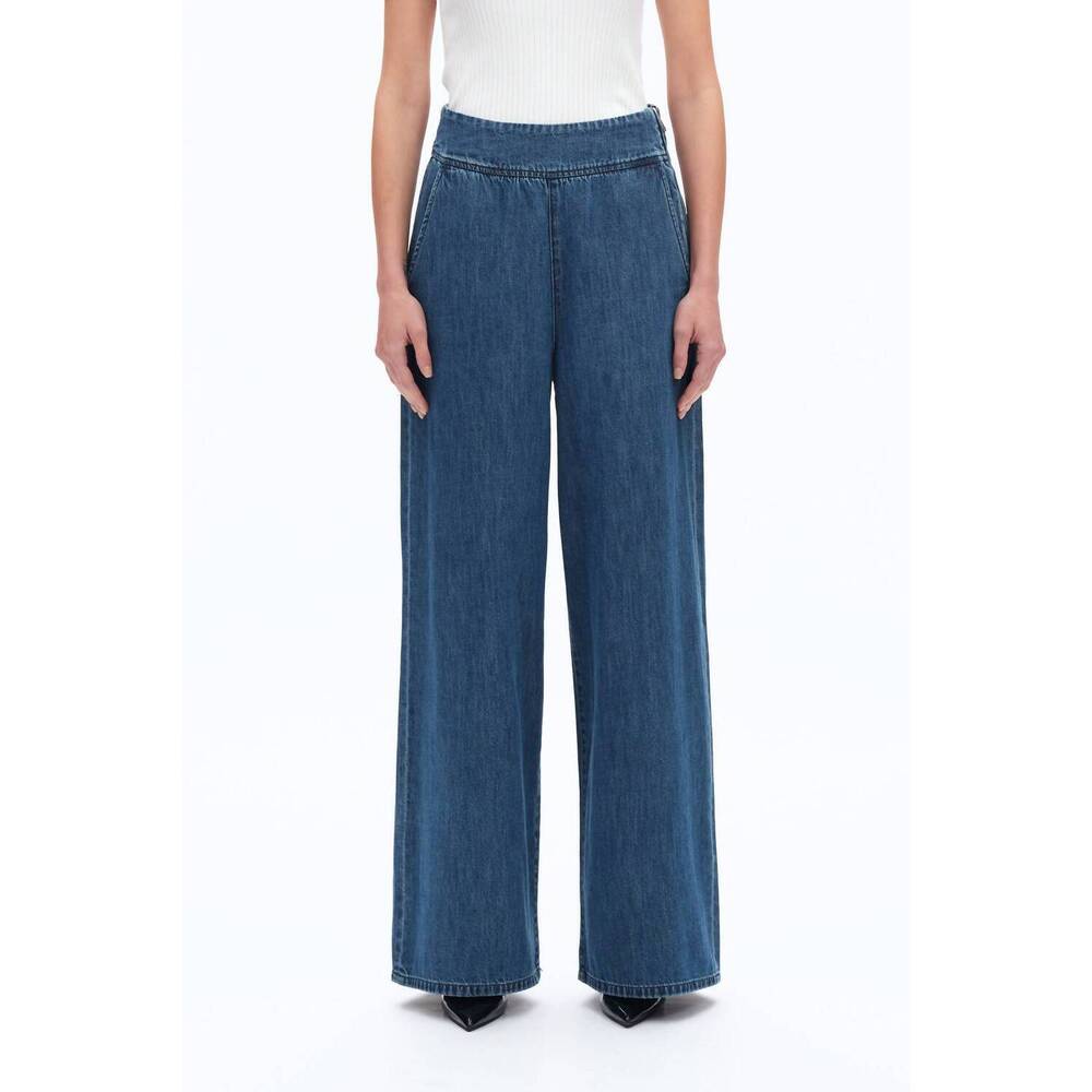 NEW BAYEAS wide side zipper jeans in blue